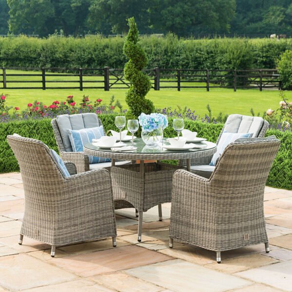 Oxford Venice 4 Seat Round Rattan Dining Set