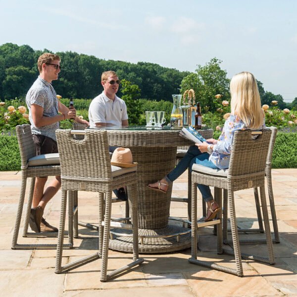 Oxford 6 Seat Round Rattan Bar Set with Ice Bucket