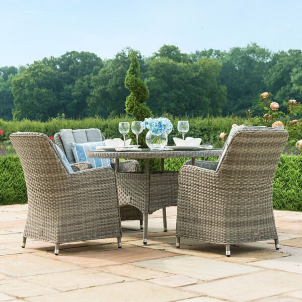 Oxford Venice 4 Seat Round Rattan Dining Set